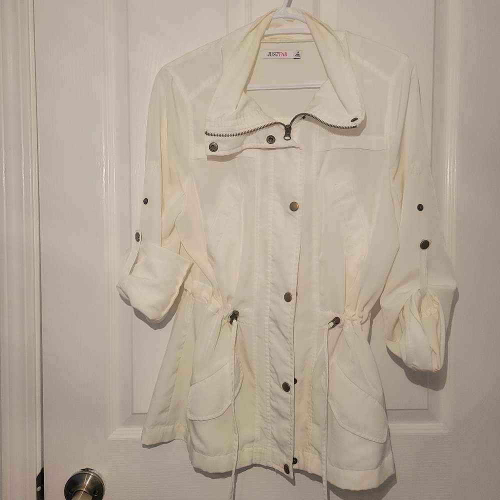 JustFab White Utility Jacket Classic Style